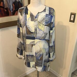 Chico’s Abstract Patterned Asymmetrical Hem Women's Tunic Size 1-Medium